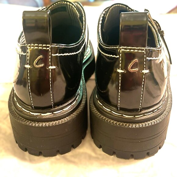 NEW Black Patent Slip-On Lug Sole Oxford Loafer Edelle by Circus by Sam Edelman - Picture 8 of 12